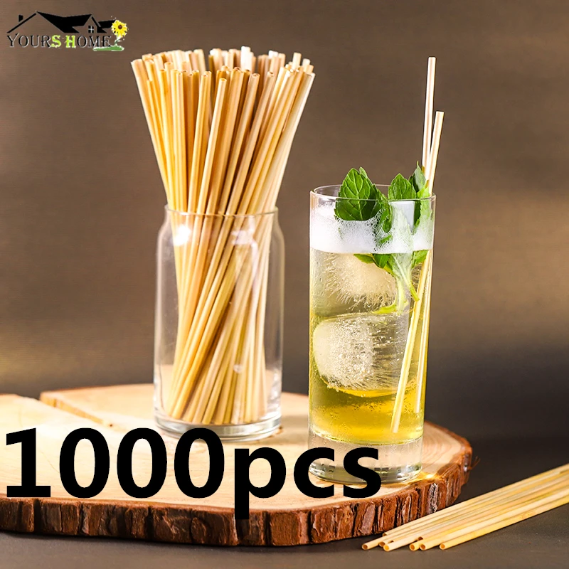 1000pcs 20cm Natural Wheat Straw Reusable Drinking Straws 100% Natural Biodegradable Straws Environmentally Friendly