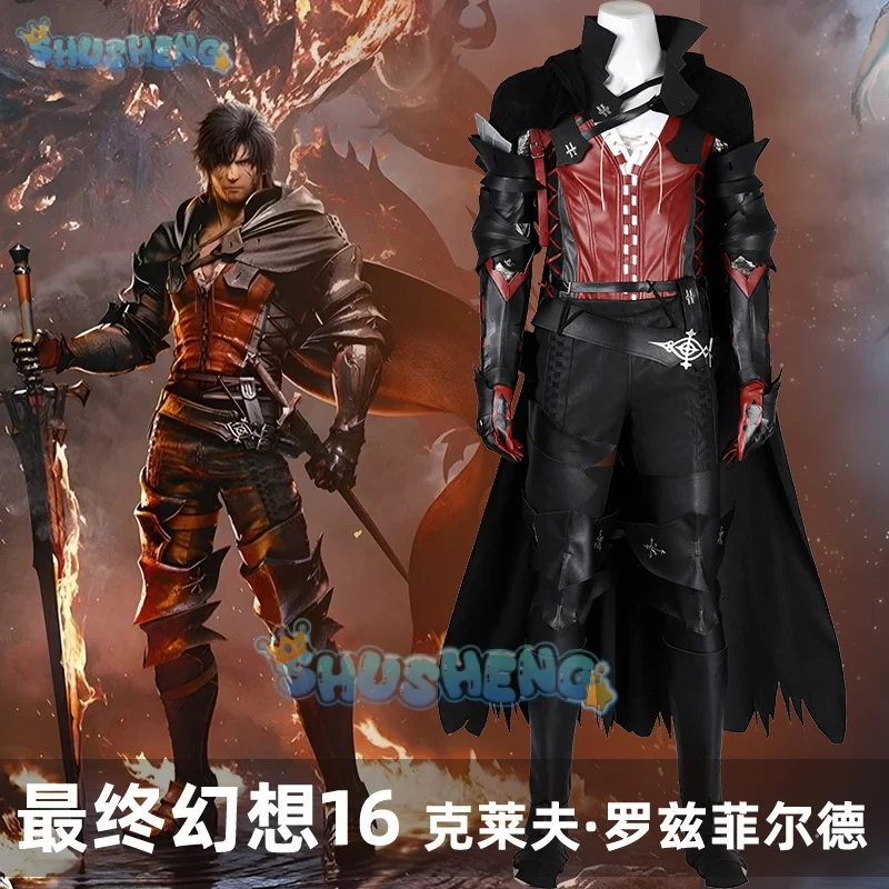 

Clive Rosfield FF16 Cosplay Costume Black Cloak Game Final Fantasy XVI Men Roleplay Clothes Outfits Halloween Disguise Suit