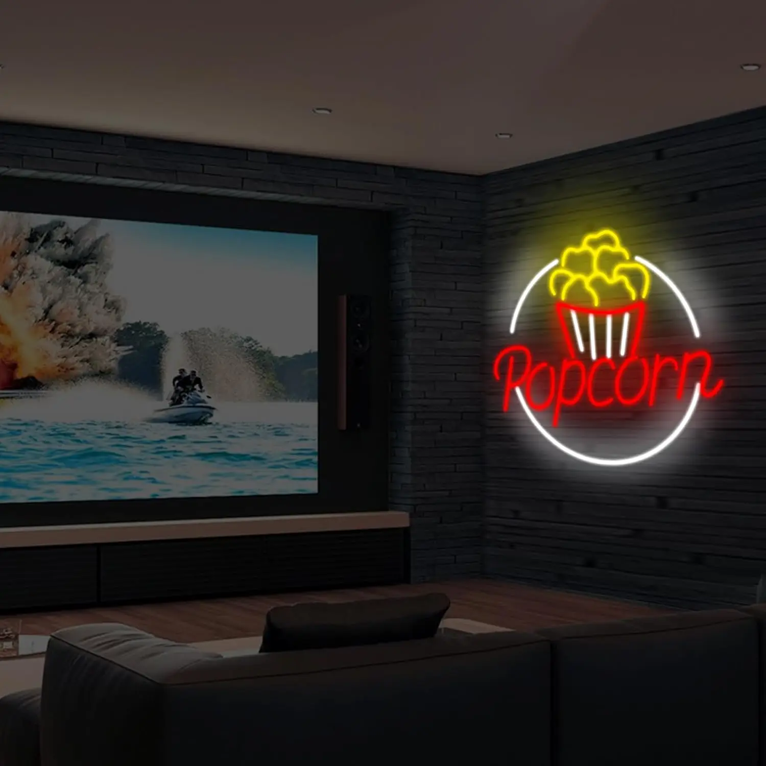 Cinema Popcorn Neon Sign USB Powered Led Neon Light for Movie Theater Room Video Room Decoration Birthday Gift Art Wall