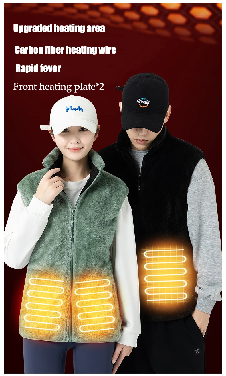 Beheizte Weste Intelligente Heizweste für Männer und Frauen Winter 9-Zonen-Heizweste Thermische Heizweste für Outdoor-Freizeit und Wärme – Detail 3