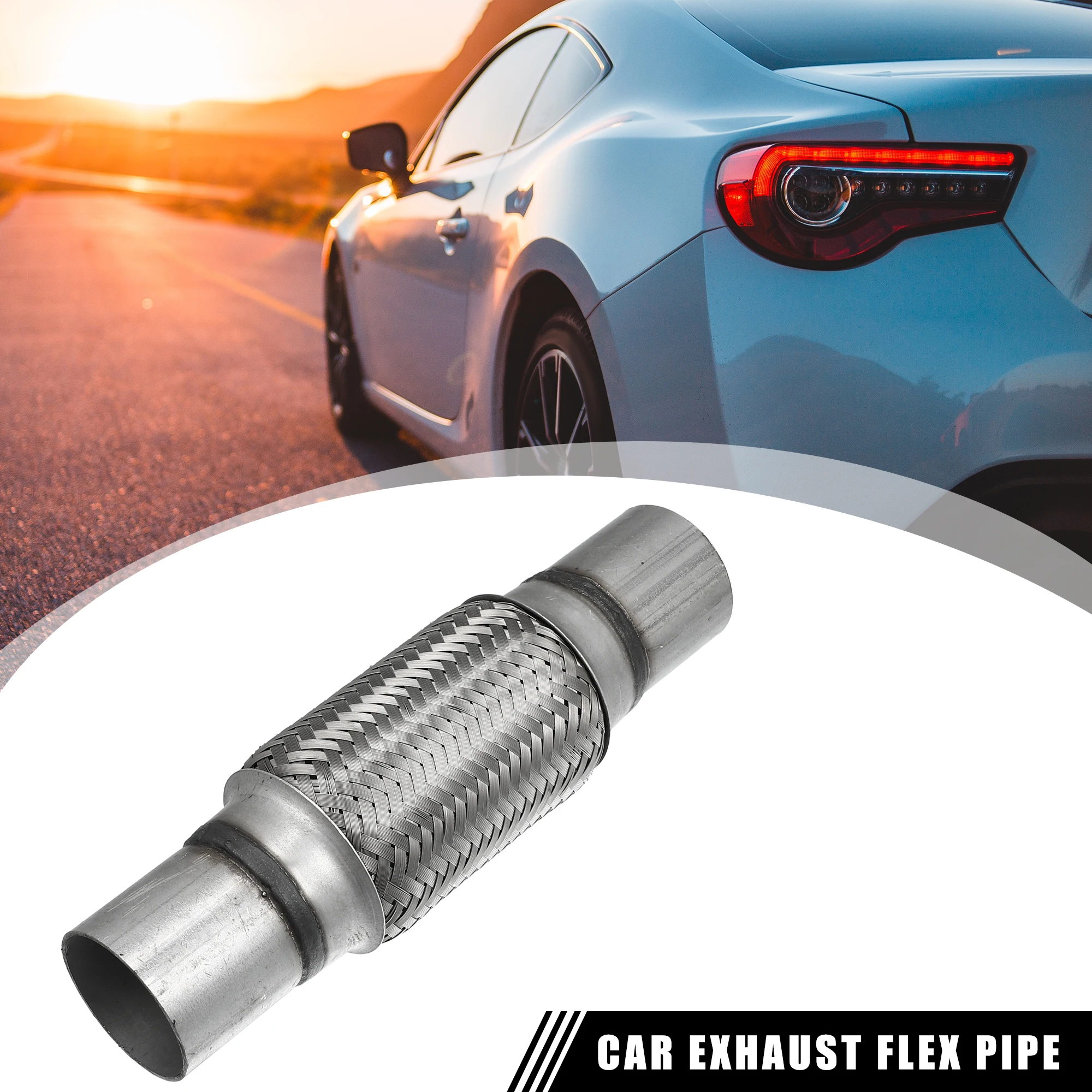 

UXCELL 51*152*252mm Car Exhaust Flexible Tubing Universal Exhaust Joint with Welding Extension Pipe Stainless Steel Silver Tone