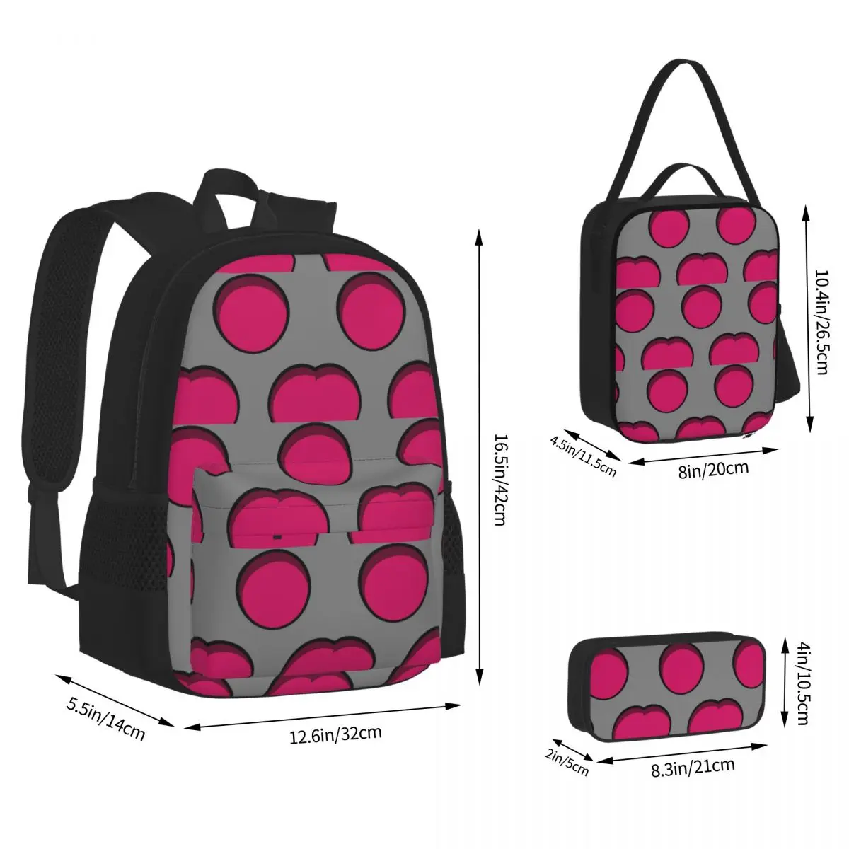 Invader Zim PAK Backpacks Children Bookbag School Bags Rucksack Lunch Bag Pen Bag Three-Piece Set