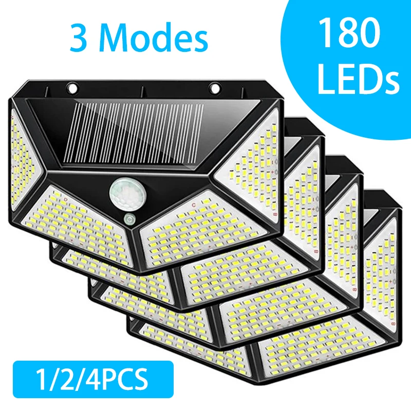 

Solar Lights Outdoor 180 LEDs with 3 Lighting Modes Motion Sensor Security Lights 270 Degree Wide Angle Waterproof for Garden