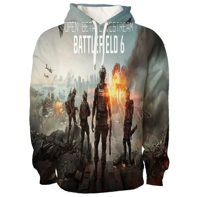 حار لعبة BATTLEFIELD البلوز ساحة المعركة الكرتون نمط الملابس الكبار موضة عادية هوديي في سن المراهقة س الرقبة فضفاض هوديس Y2k #3