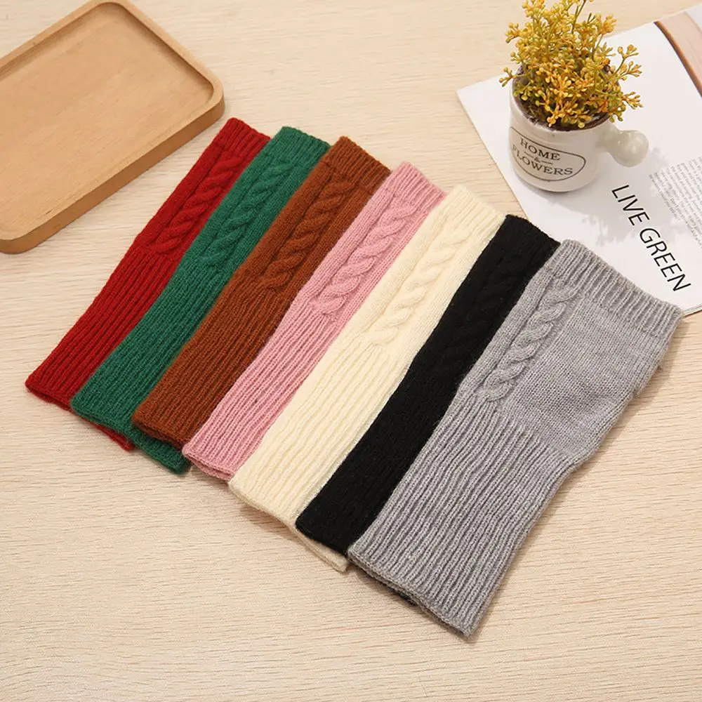 

For Men Soft Twist Faux Wool Crochet Knitting Wrist Arm Hand Mitten Women Arm Warmers Fingerless Gloves Korean Knitted Gloves