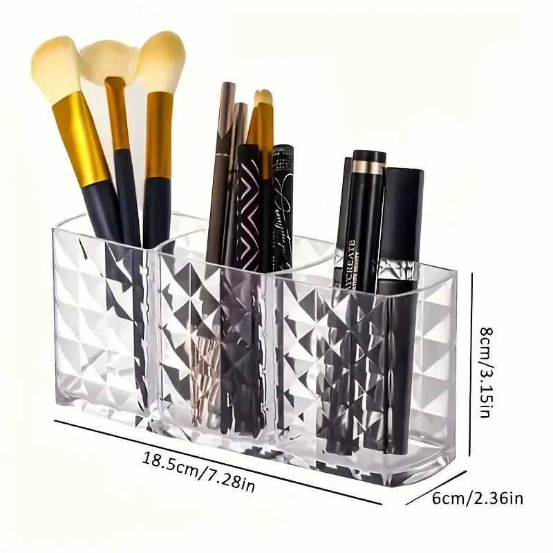 

2pcs Diamond Patterned Mirror Cabinet Storage Box, Bathroom, Bathroom, Cosmetics, Lipstick Storage Rack