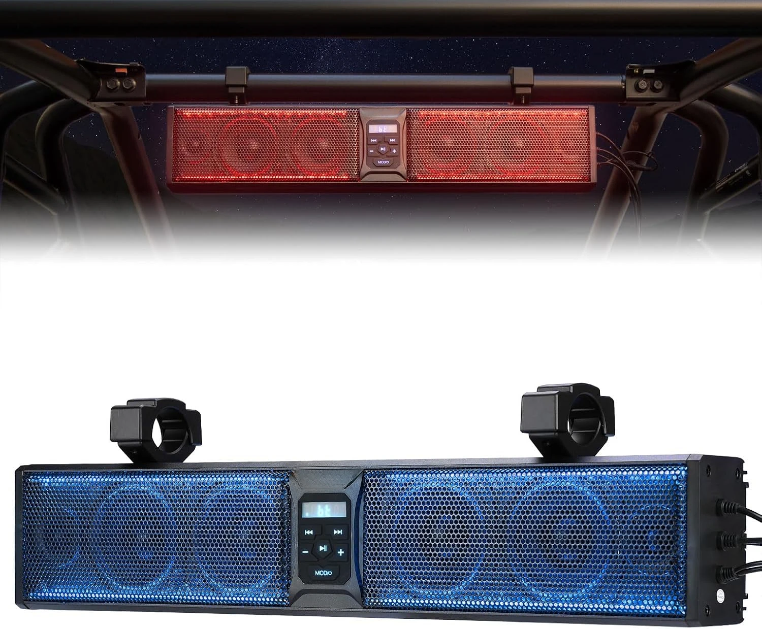 6-Speaker Metal UTV Sound Bar Waterproof Bluetooth Music Sync Multicolor Lights 26-inch SxS Speakers Wireless Control S