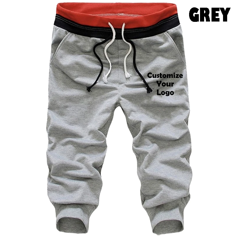 Custom Logo Summer Short Pants Men Breathable Thin Calf-Length Short Sweatpants Loose Running Pants Casual Cropped Trousers
