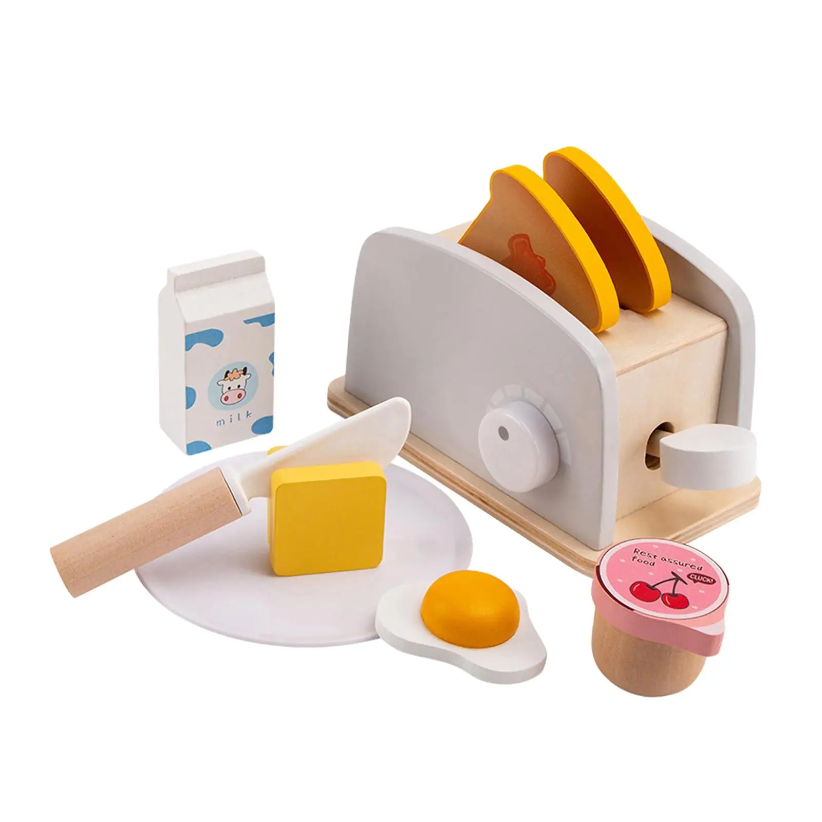 Juguetes de cocina de madera, juguete para hacer pan, juego de máquina de pan de simulación para niñas y niños,