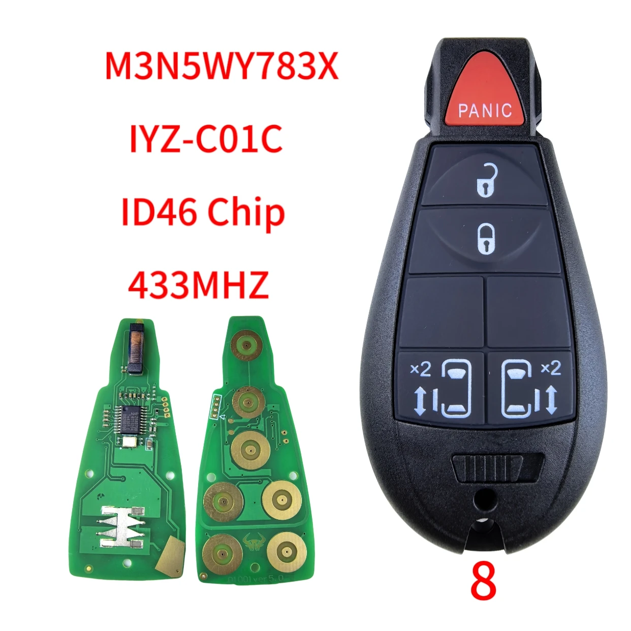 Jingxin 433Mhz 7941-Chip Fernbedienung Autoschlüssel M3N5WY783X für Chrysler Town & Country, für Jeep Grand Cherokee, für Dodge Caravan Journey – Detail 17