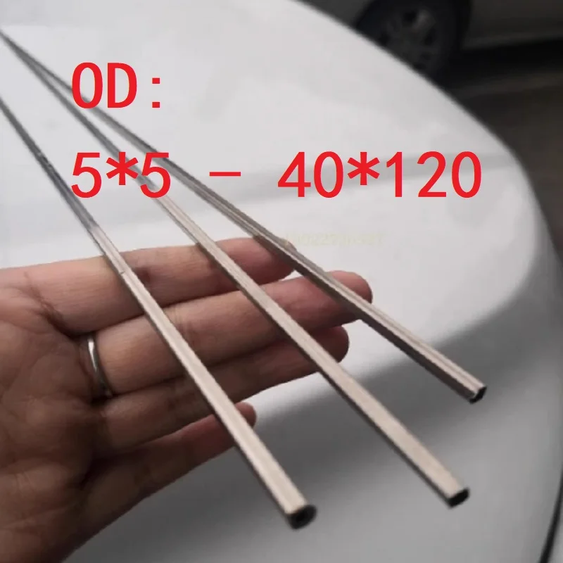 1PC 304 Stainless Steel Square Pipe Tube Length 100 250 500mm Metal Rectangular Tubes Pipes Hollow Rod Small Large 5x5-40x120mm