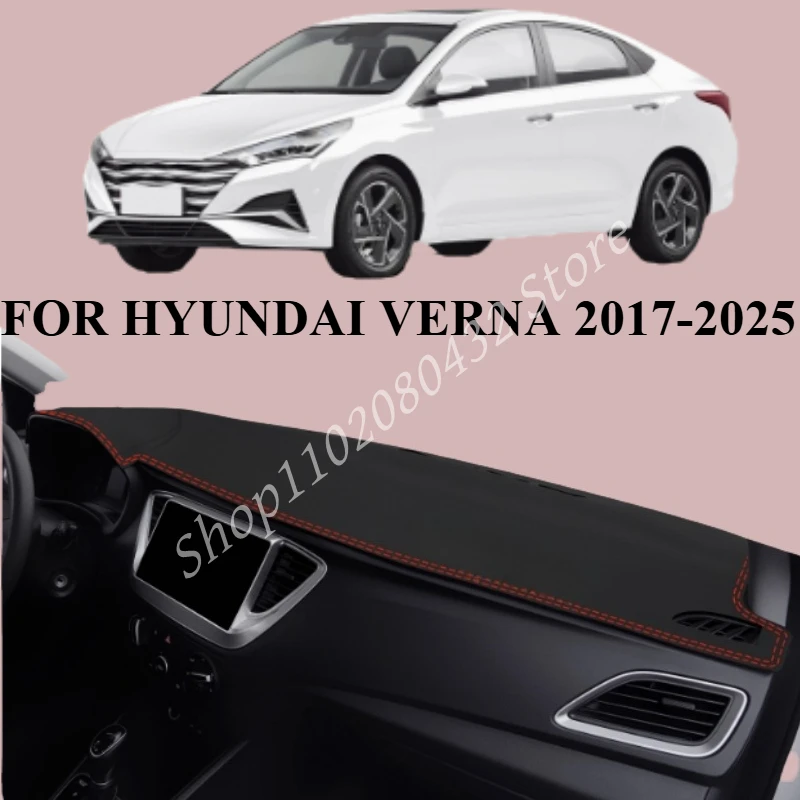 

LHD FOR HYUNDAI VERNA 2017-2025 Car Artificial Leather Dashboard Cover Car Avoid Light Pad Anti-Dirty Mat Sun Shade Pad