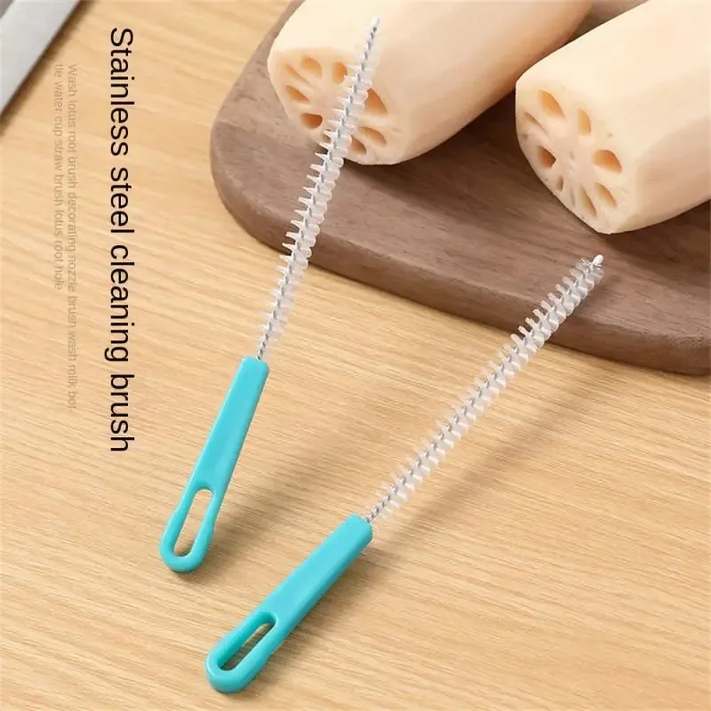 Lotus Root Washing Artifact Washing Brush Stainless Steel Brush Cleaning Water Straw Cup Tube Brush Lotus Root Hole