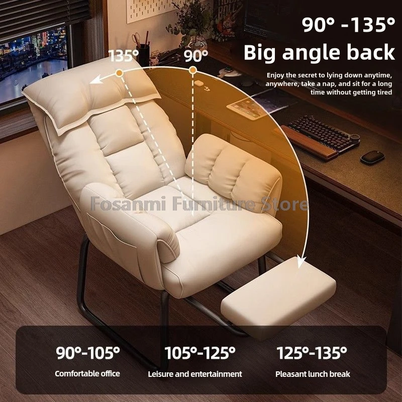 Sedia da computer morbida da gioco comoda per la casa Sedia da ufficio ergonomica con gamba fissa in acciaio Sedia da scrivania con schienale regolabile con poggiatesta