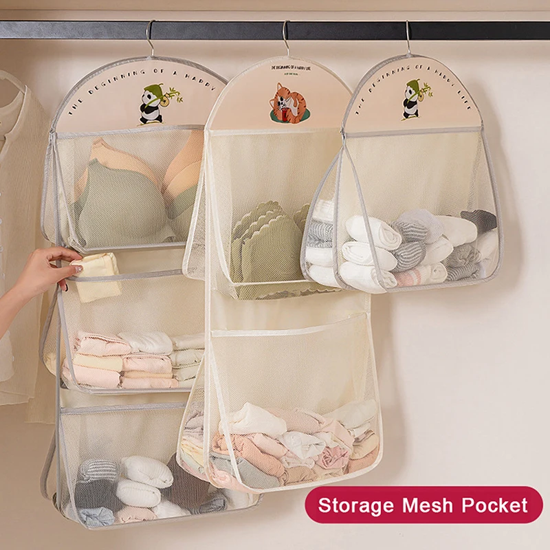 Socks Underwear Storage Mesh Pocket Hanging Storage Bag Behind Door Organiser Storage Hanging Bag