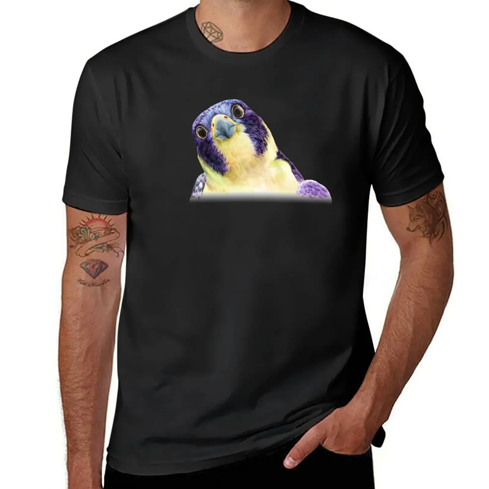 Colorful Peregrine Falcon in Watercolor T-Shirt Short sleeve tee plus sizes custom t shirt anime figures mens t shirt