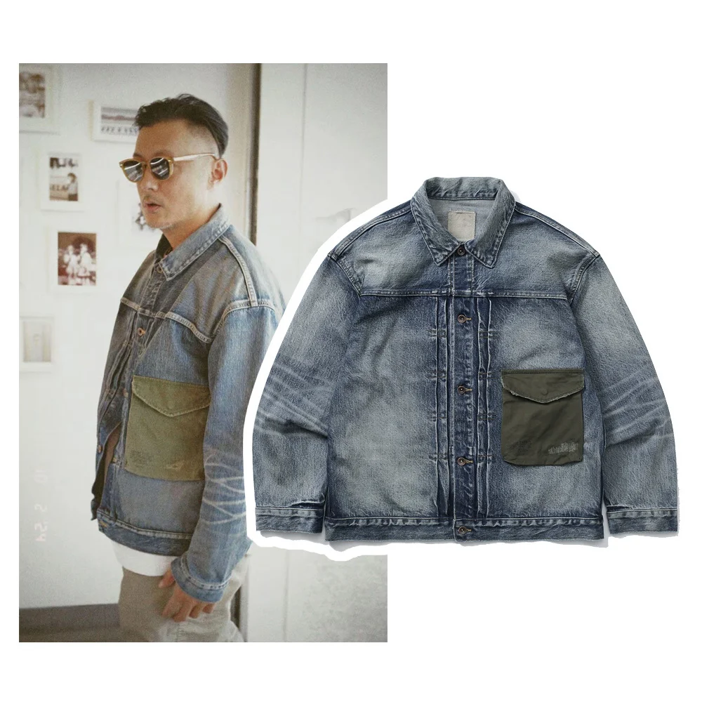 

Лимитированная серия: Мужская повседневная джинсовая куртка с длинными рукавами, 100% хлопок, свободный крой, тонкая, с дизайнерским принтом.