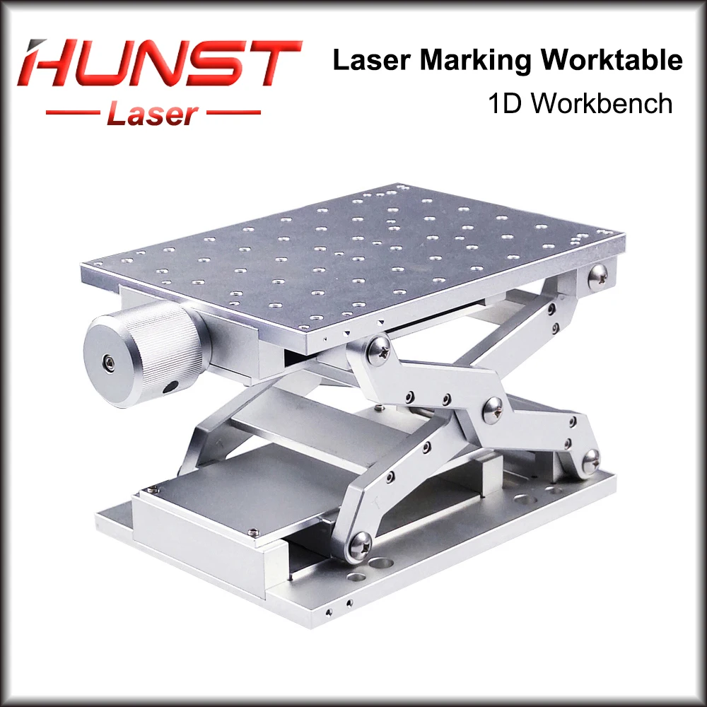 HUNST 1D Moving Worktable 210x150x75mm Table Portable Cabinet Case for Laser Marking Machine Manual Lift Platform