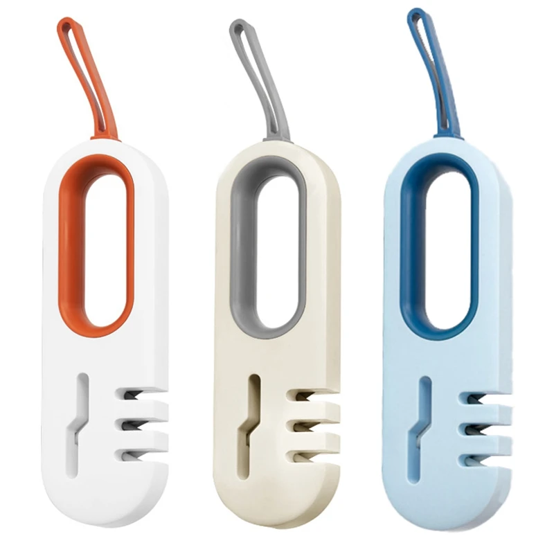 Точилка для ножей, 4 в 1, инструмент для заточки кухонных лезвий и ножниц, профессиональные 4-ступенчатые аксессуары для ножей, синий