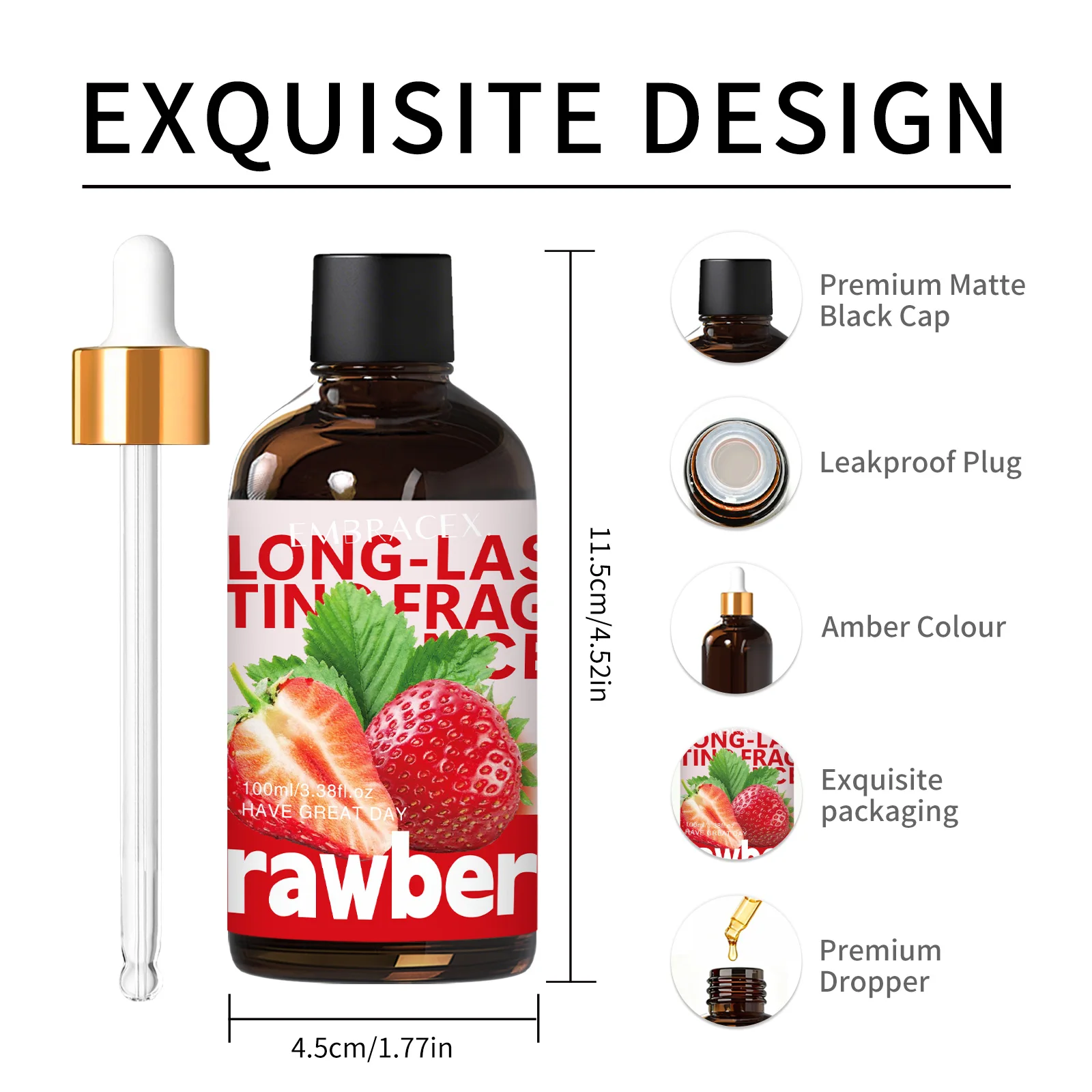 100ml Strawberry Fragrance Oil Odor‑Neutralizing Aroma Oil Candle Making Humidifier Diffuser Car Air Freshener Gift