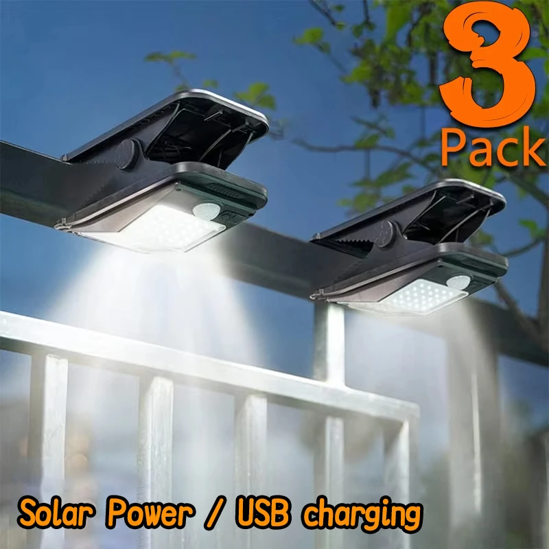 

Уличные солнечные фонари с зажимом, солнечные садовые фонари, водонепроницаемая зарядка через USB, уличная лампа для кемпинга для двора, забора, уличного украшения стен