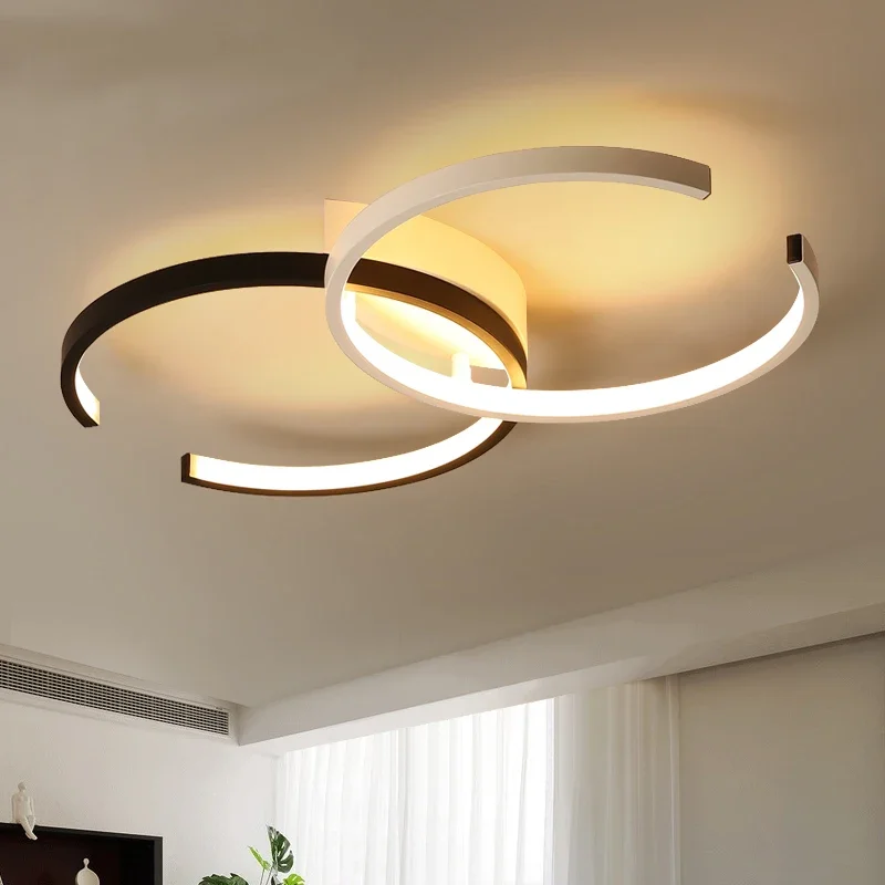 

Modern Led Chandeliers For Living Room Bedroom study Black And White Indoor Lighting Surface Mount Restaurant Kitchen Chandelier