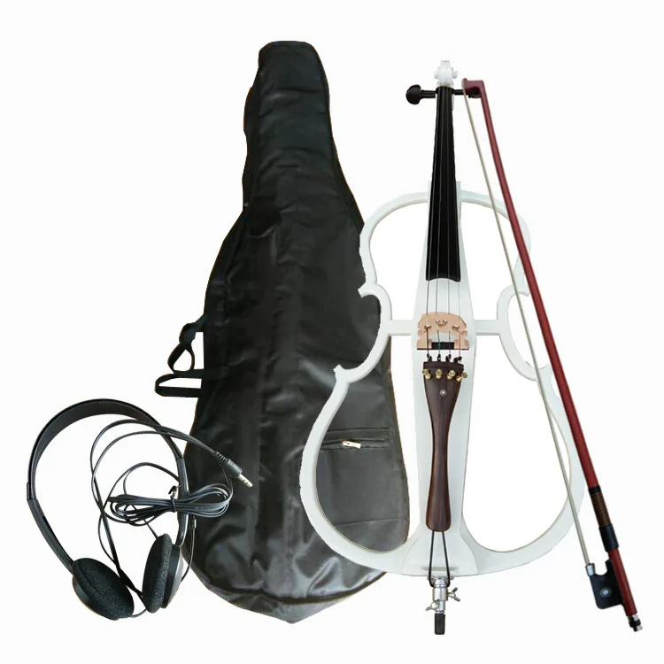 free ship Electronic cello 4/4 black white professional Electric cello Beginners Musical Instruments with bag bow