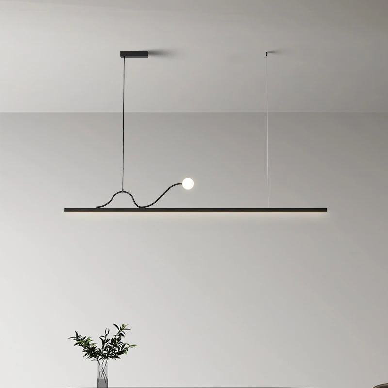 Design restaurant chandelier Italian light luxury minimalist modern simple dining table bar table study one-word long lamp