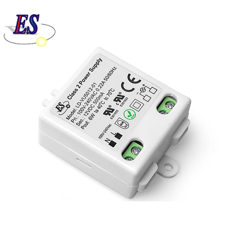 ES Driver 3-6W AC/DC Constant Voltage Power Supply 12V/24V 500ma Transformer LED Strip Light Power adapter CE UL certification