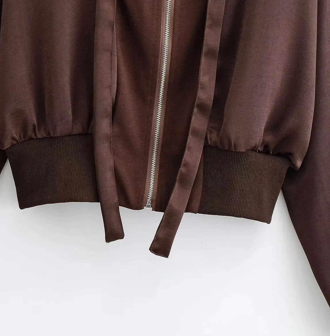 女性用 新しいパッチワークテクスチャードフード付き長袖カジュアルファッションシンプルジッパートリムショートジャケット