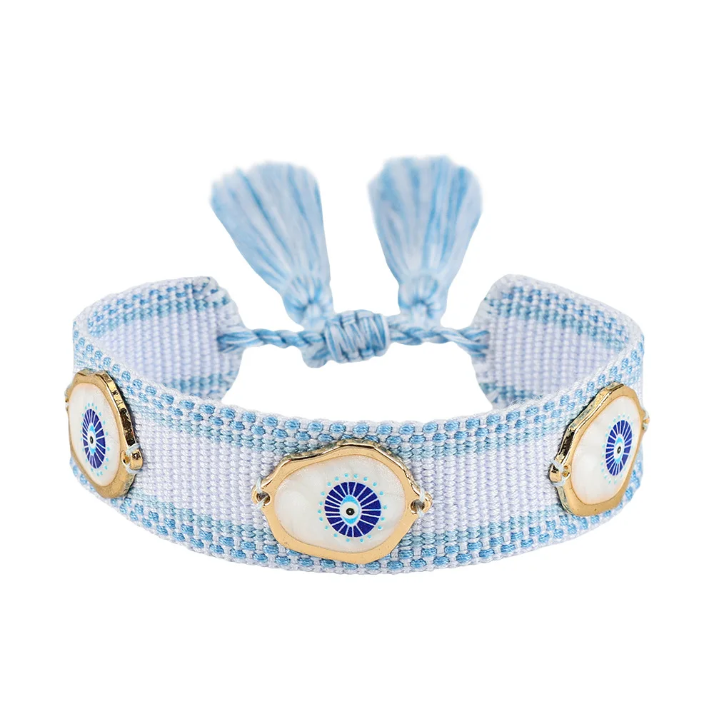 Handmade Evil Eye Knot Bracelets Tassel Woven Adjustable Bracelets Gifts for Adults Friends