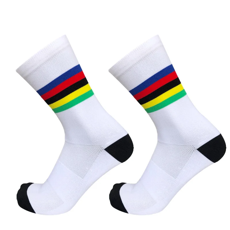 professionele gestreepte fietssokken Nieuwe sportsokken race ademende outdoor fietssokken heren dames calcetines ciclismo hombre