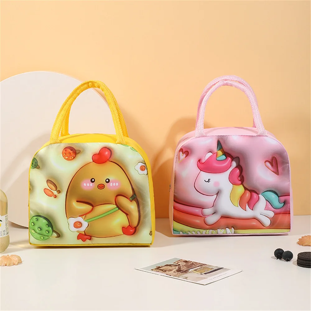 Cartoon Lunch Bag For Kids Women Picnic Travel Thermal Breakfast Organizer Insulated Waterproof 3D Portable Storage Bags