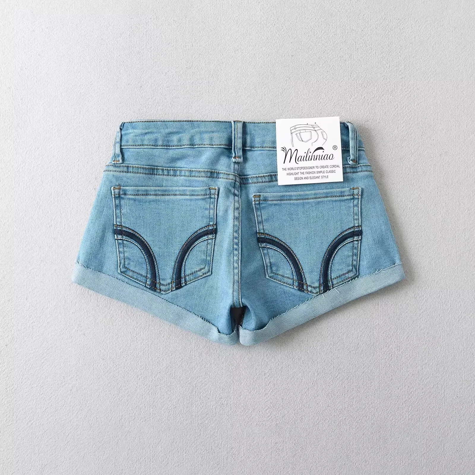 American Style Hot Girl Cuffed Skinny Jeans  Shorts Women Summer New Low Waist Tight Match All over Hot Pants