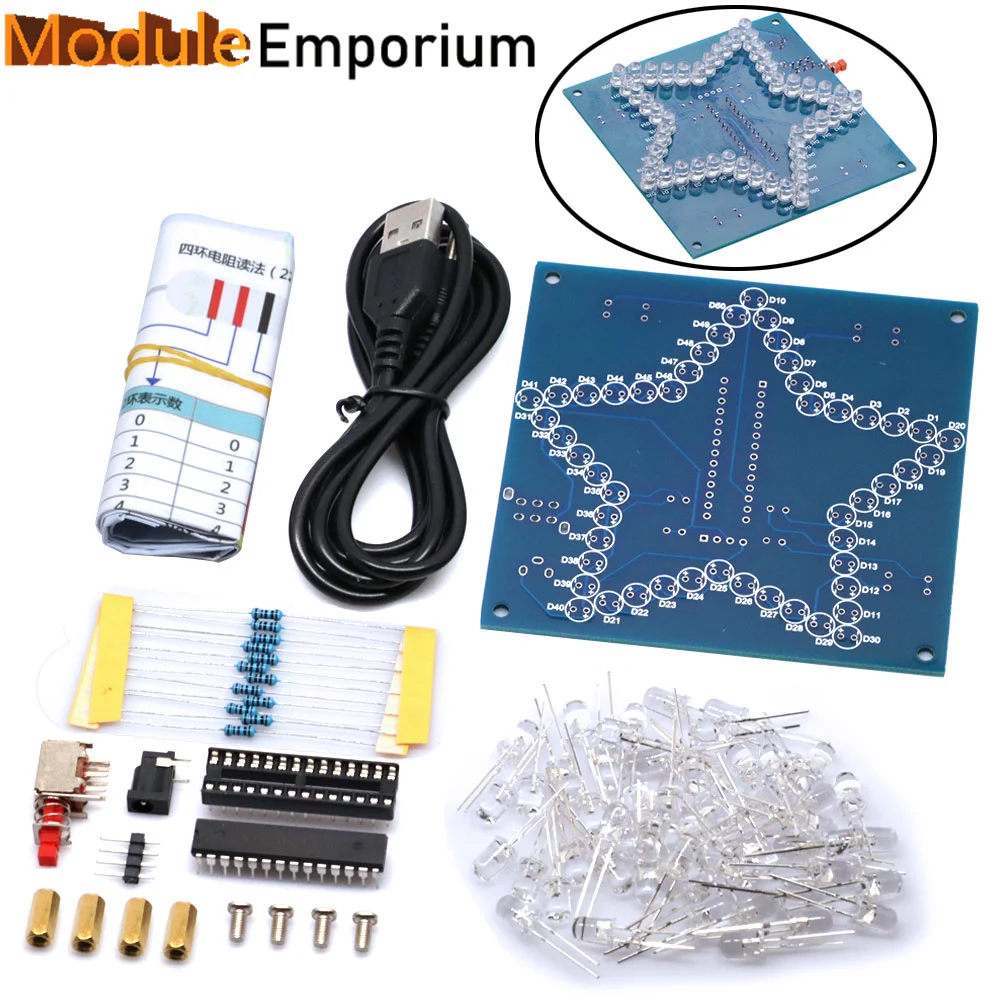 DIY Electronic Kit Five-Pointed Star Colorful Glare LED RGB Module Water Light 51 Single Chip Microcomputer For Arduino