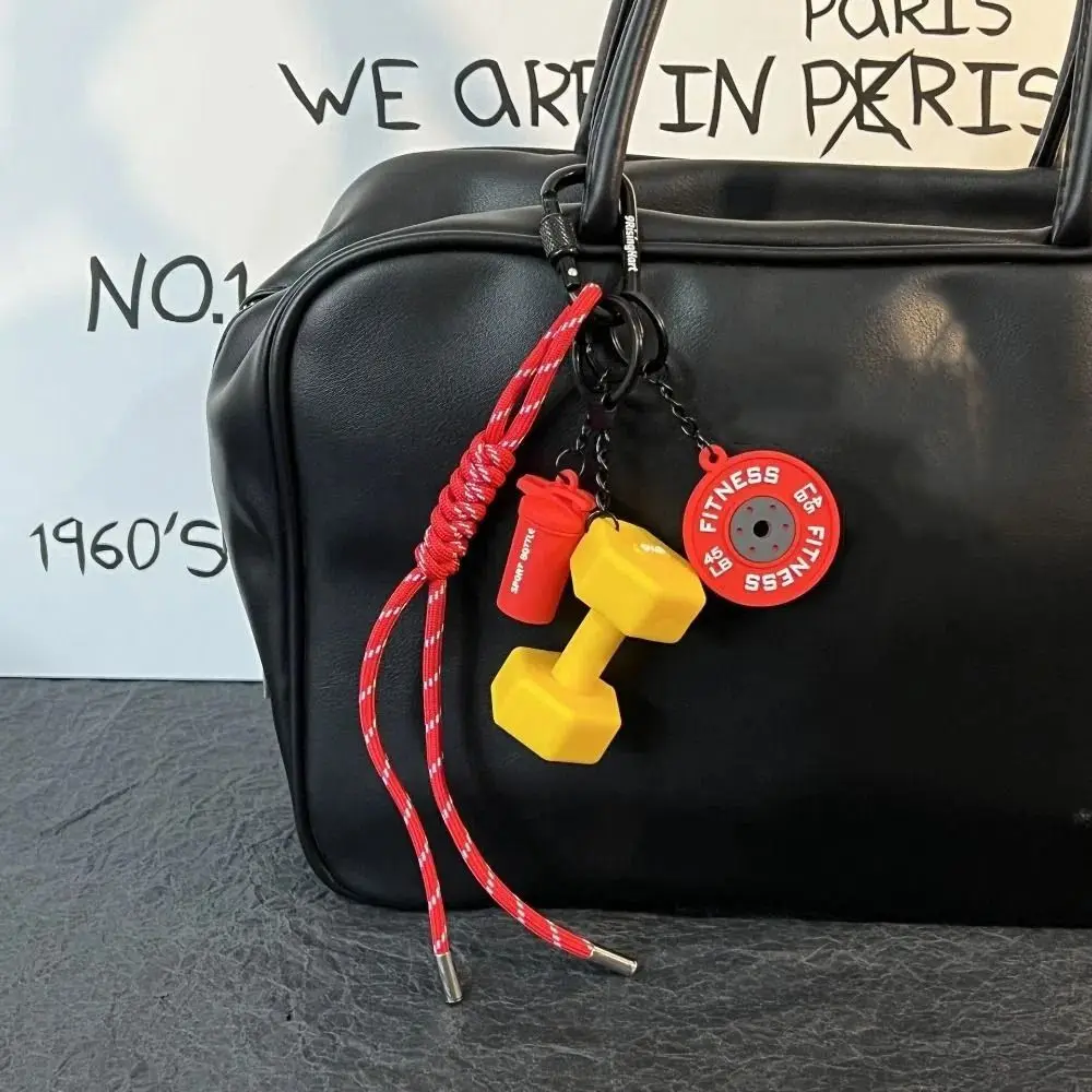 

Mini Fitness Series Pendant with D-shaped Buckle Kettlebells Barbell Plates Key Chain Bag Charm Creative