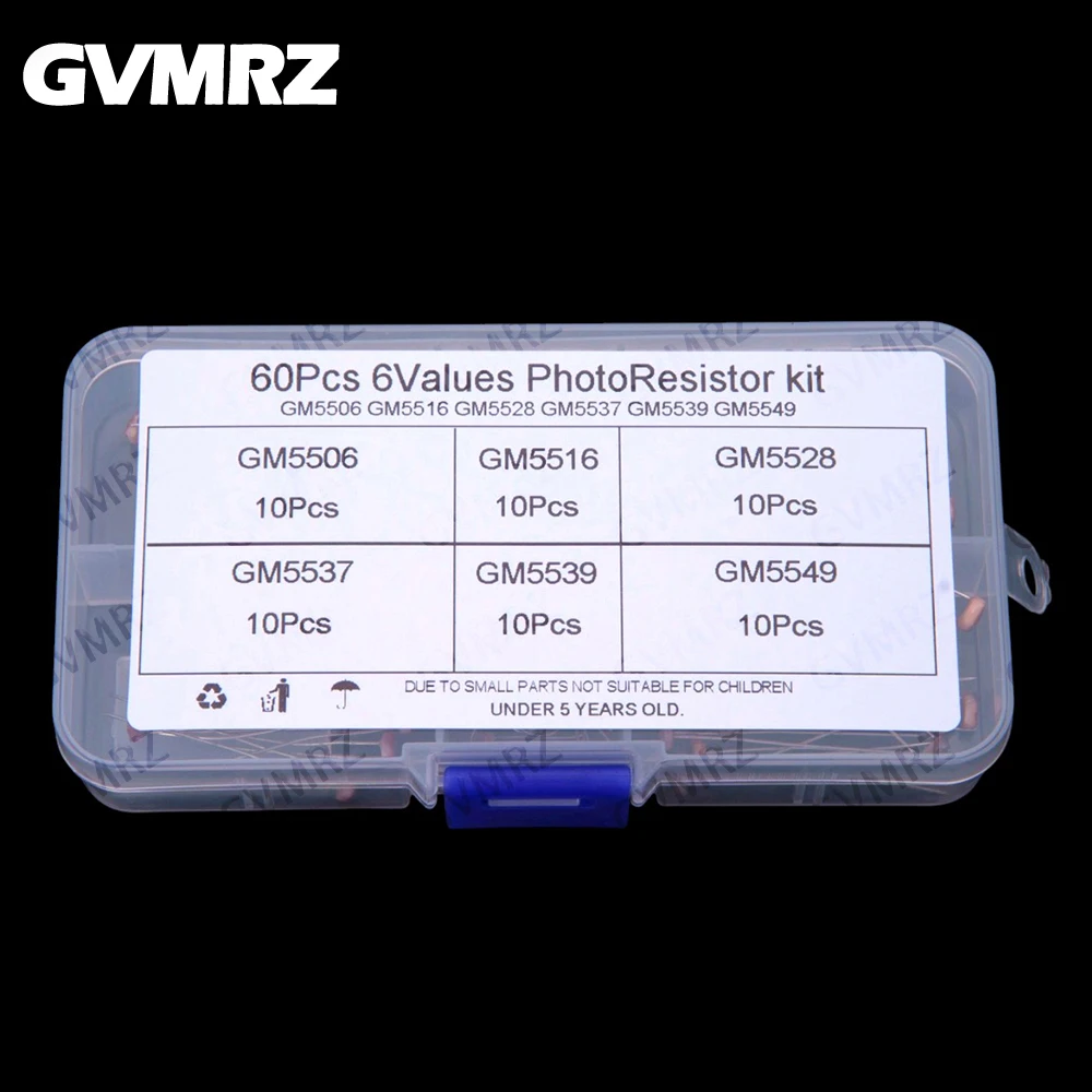 10Values 60PCS Light-sensitive resistive switch sensor mixed with photoresistor 5506 5516 5528 5537 5539 5549