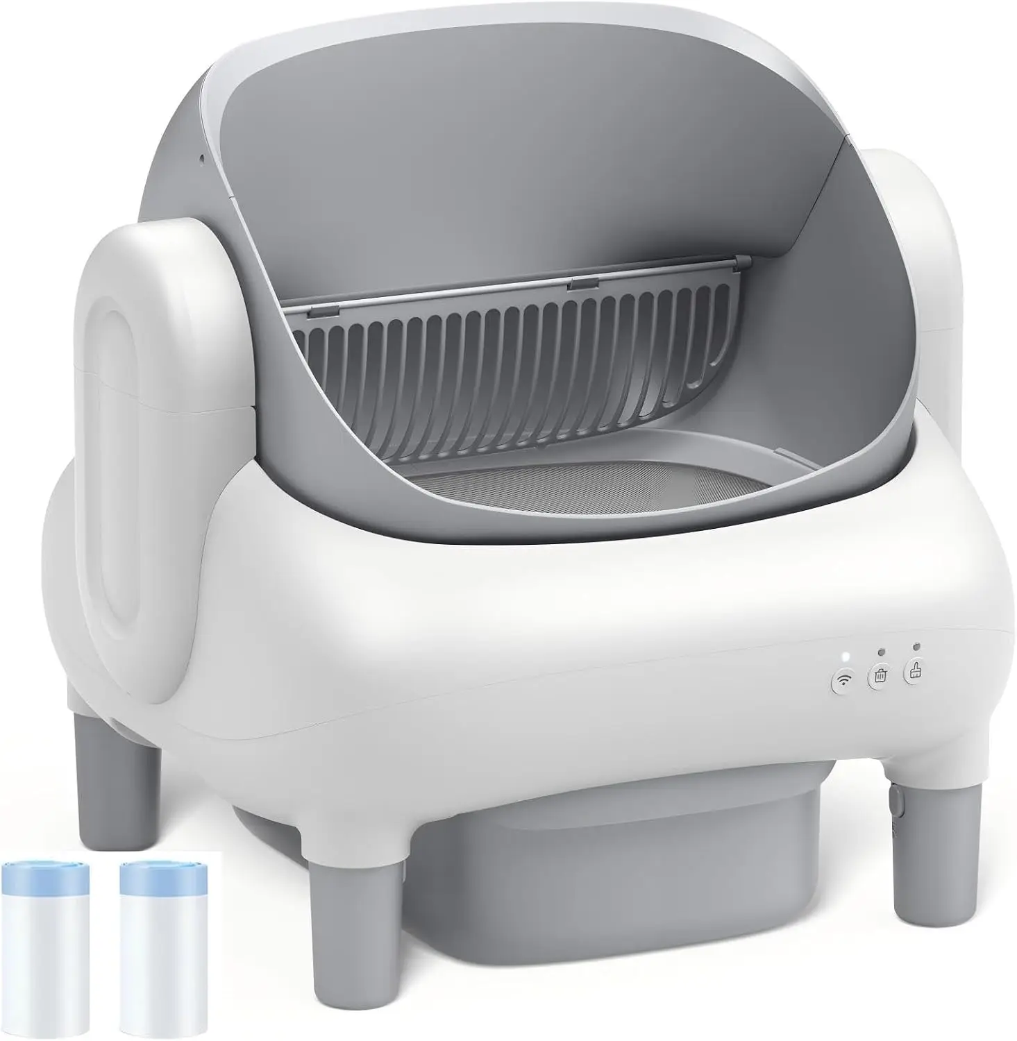 Automatic Cat Litter Box, Open-Top, App Control, 40 Waste Bags | Dual Safety Sensors Protect Cats 2.4G Smart APP & Quiet Motor A