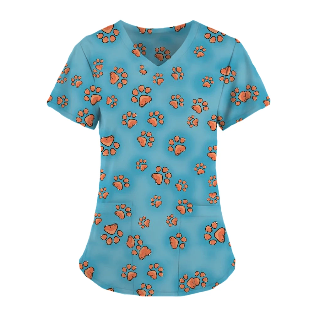 Hospital Nursing Scrub Top animal Printed Uniform High-quality Doctor Surgical Gown Hospital Accessories Pediatric Clinical Tops