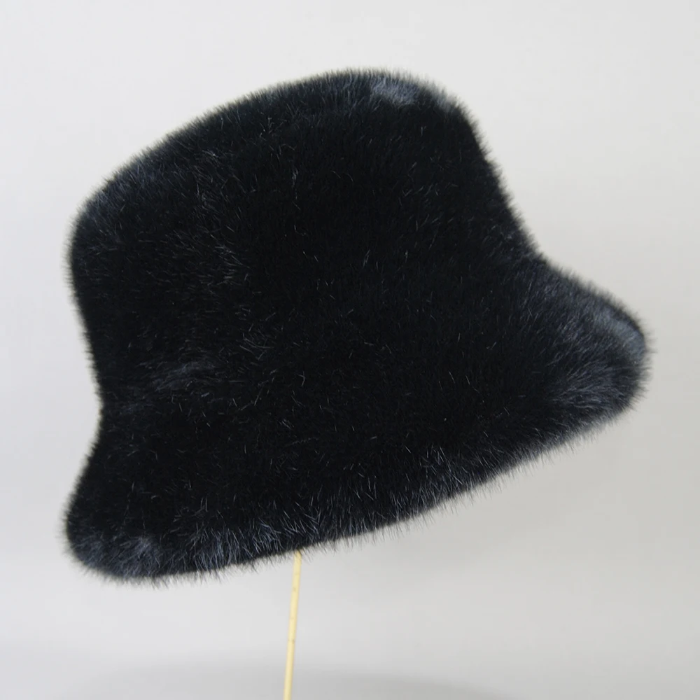 False Mink Fur Berets Elegant Women\'s Winter Caps New Design Fashion Artificial Fur Hats Knitted Warm False Mink Fur Beanies Hat