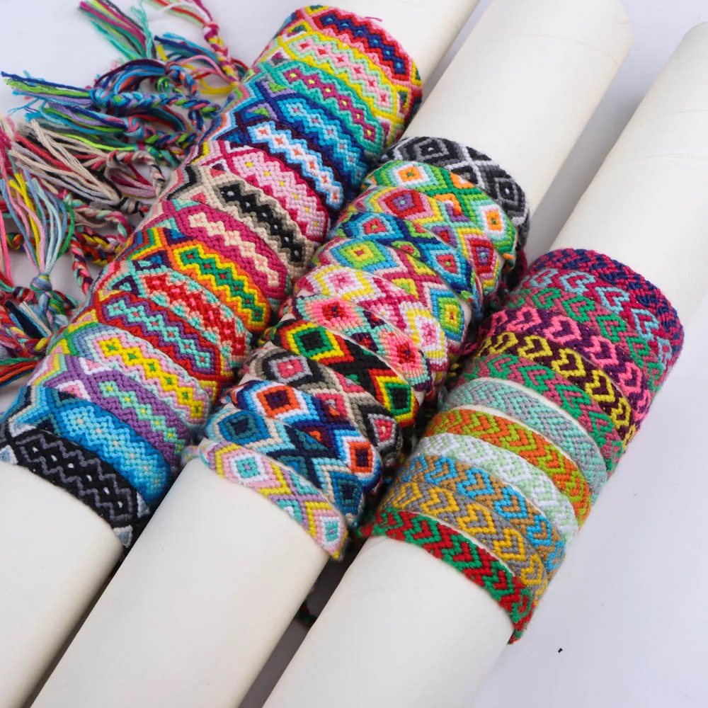6 قطعة/الوحدة متعدد الألوان الكلاسيكية البوهيمي اليدوية المنسوجة أساور مع قابل للتعديل اليومية ملابس بسيطة هدايا الحفلات للرجال والنساء #1