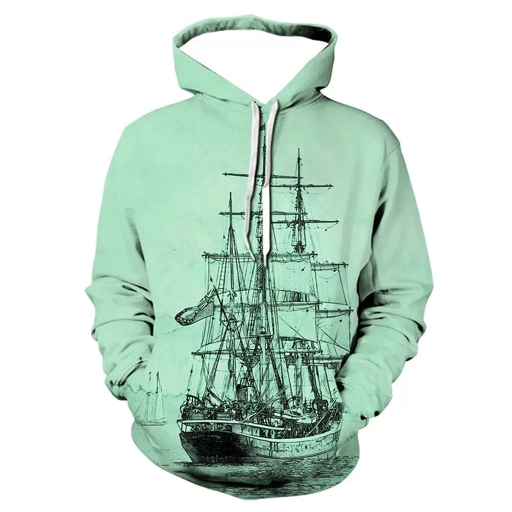 Fashion 3D Print sailboat Hoodie Men Women Hoodies Streetwear Oversized Pullovers Hooded Sweatshirts Male Tops Tracksuit Men