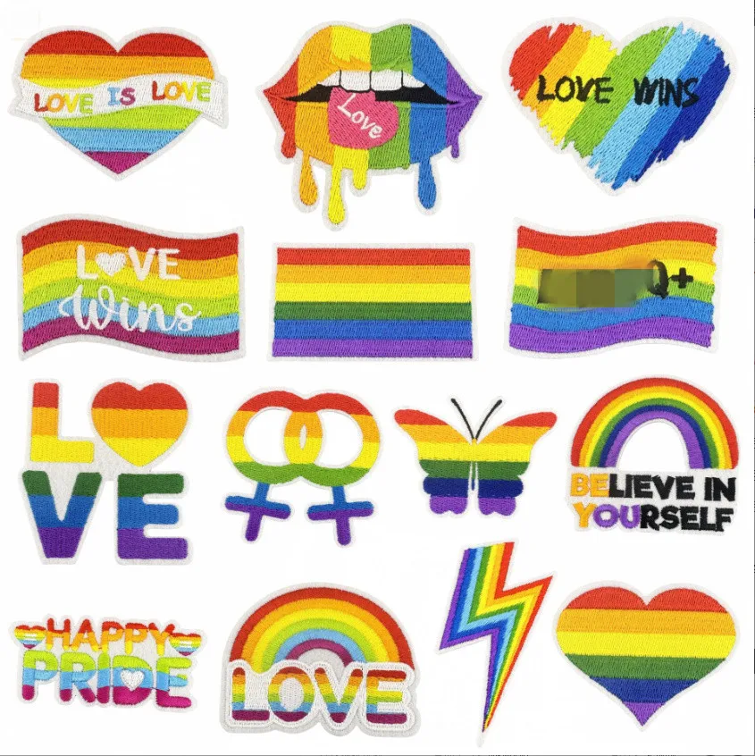 10 قطعة شارات ملونة قوس قزح بقع مطرزة الحديد الملابس قبعة حقيبة الأحذية إصلاح المواد الهاتف هدية صندوق ديكور DIY التبعي