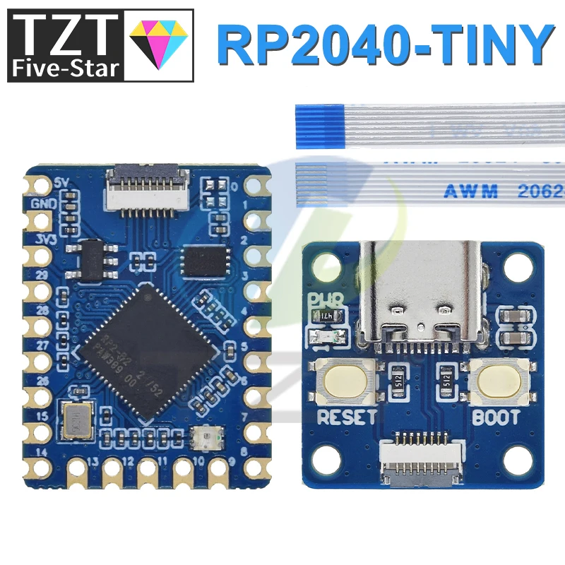 TZT RP2040-Tiny Development Board Module RP2040 For ZERO Raspberry Pi PICO USB Type C Interface 264KB SRAM 2MB Flash For Arduino