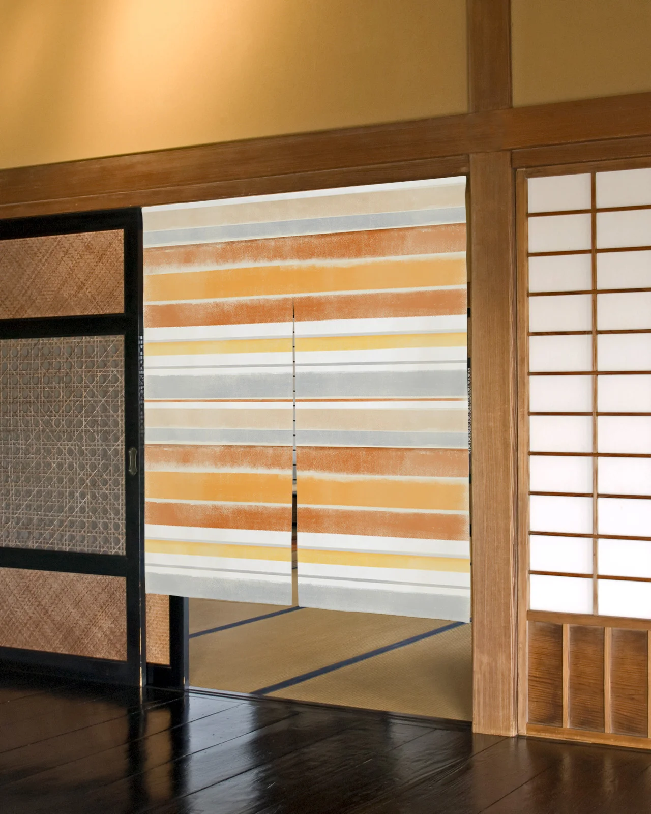 Red Black White Stripes Geometric Japanese Door Curtain Kitchen Doorway Partition Curtain Cafe Restaurant Decor Hanging Curtains