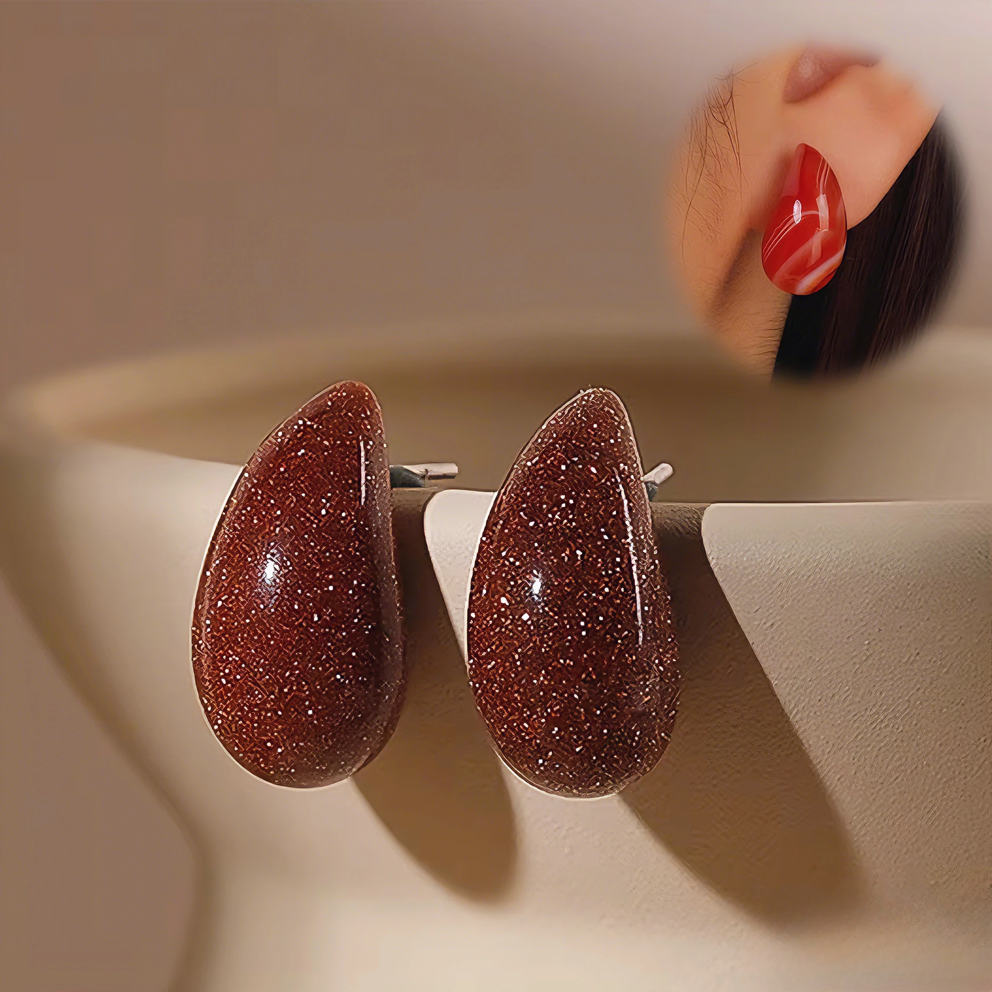 

Natural Gemstones 925 Sterling Silver Dangle Stud Earrings with Platinum Plating Fashionable Jewelry Gift