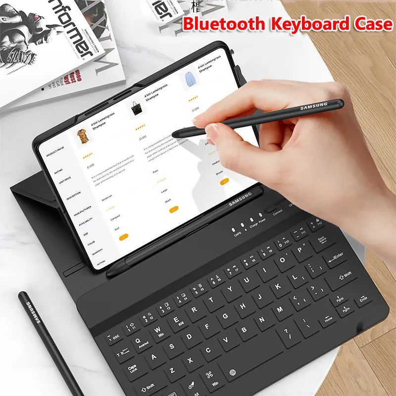 Wireless Keyboard with Bracket Leaher Case Bluetooth Mute Keyboard All Cover Holster for Samsung Galaxy Z Fold 6 5 3 4 5G 2 1