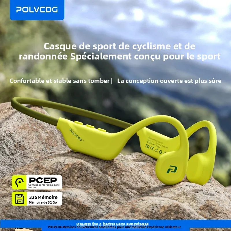 POLVCDG X1 écouteurs de cyclisme à Conduction osseuse 32GB mémoire Bluetooth 5.4 casque de course ouvert technologie sportive modèle 2025
