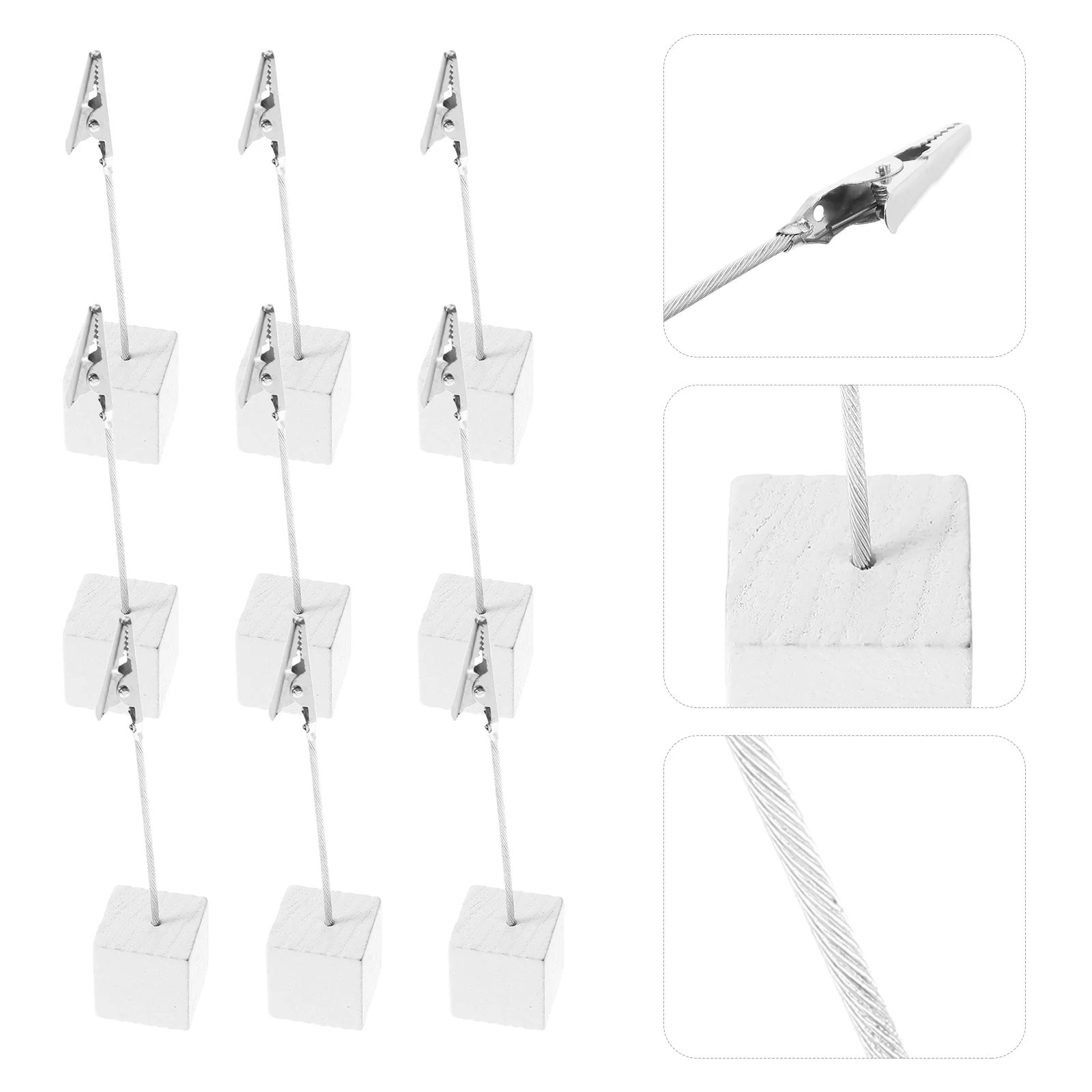 NUOLUX 10pcs Cube Base Memo Photo Holder Paper Note Clip (White)