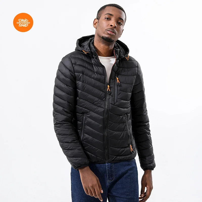 

DAVIDSHAO EU US Size Winter Clothing Down Jacket Lightweight Down Jacket Men's Warm Cotton Jacket with Detachable Hood